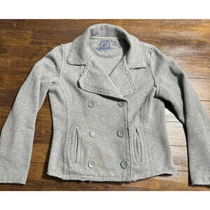 GAP Womens RN 54023 Gray Sweatshirt Jacket Size Small Athletic Button Front EUC